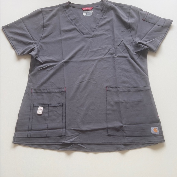 NWT Carhartt Force Scrub Top Womens Large Gray V-Neck Pockets Stretch (G4) - Picture 1 of 10